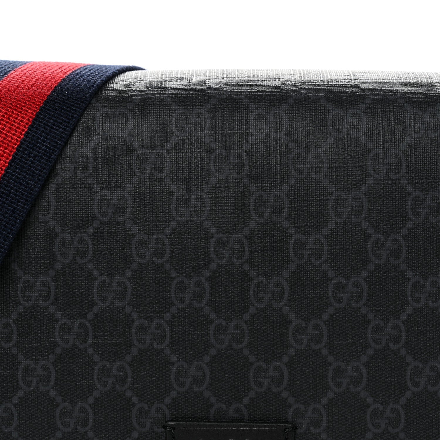 Gucci GG Supreme Monogram Appia Calfskin Web Crossbody Bag Black Grey