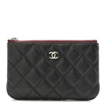 Lambskin Quilted Small Cosmetic Case Black