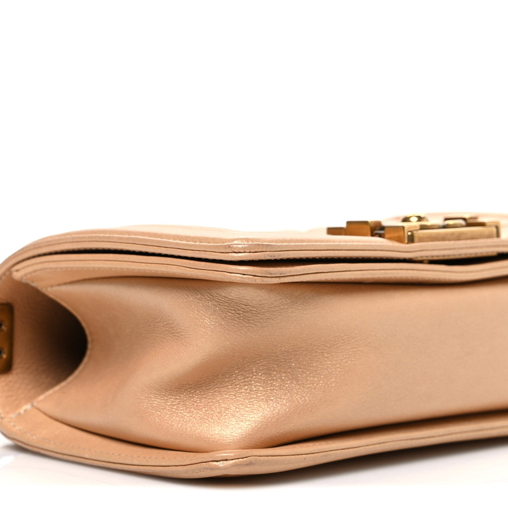 Chanel Pearl Calfskin Quilted Small Boy Flap Gold