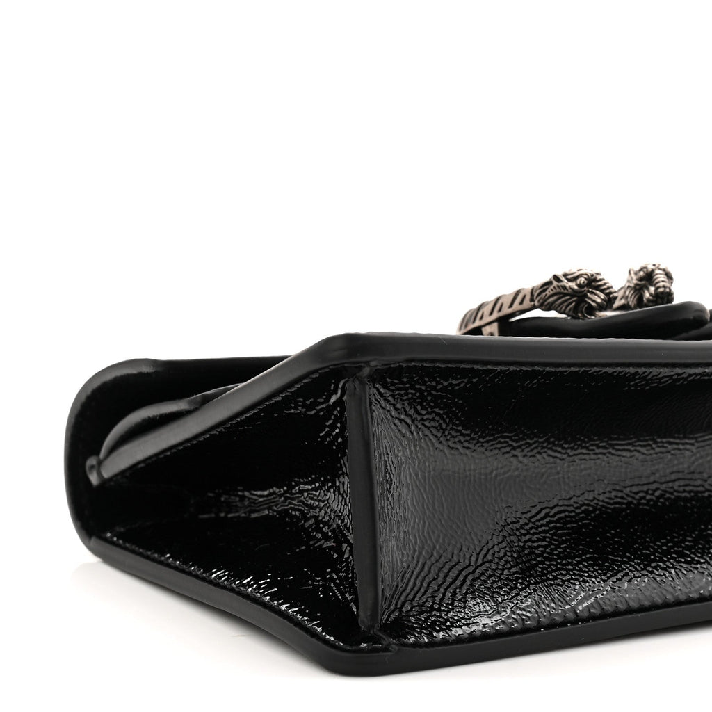 Gucci Crinkled Patent Super Mini Dionysus Shoulder Bag Black