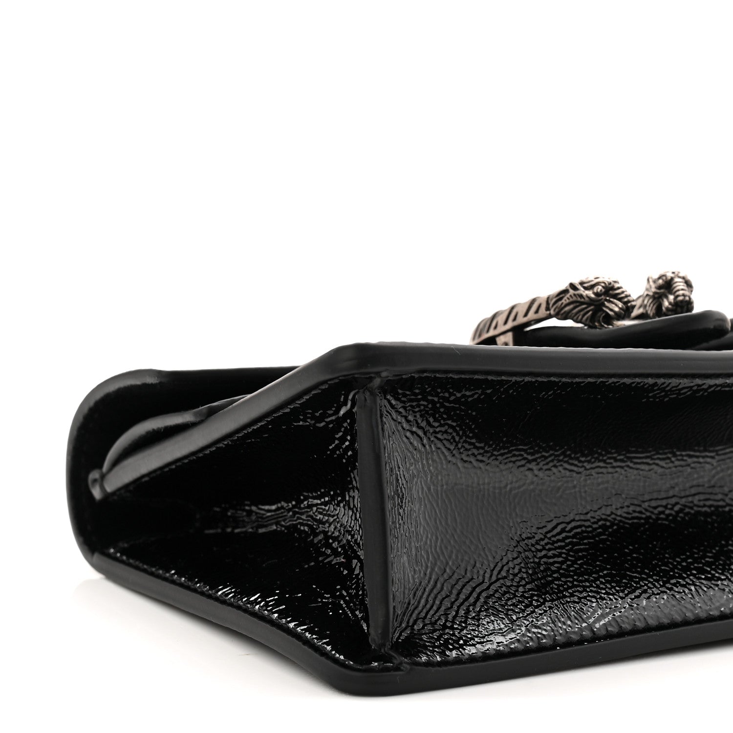 Gucci Crinkled Patent Super Mini Dionysus Shoulder Bag Black