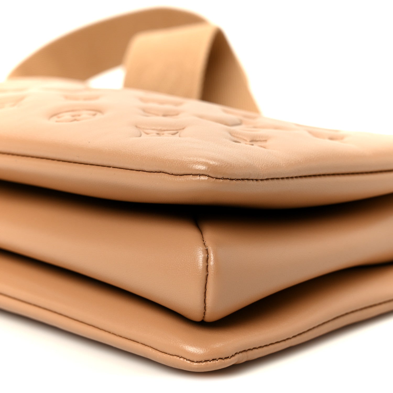 Louis Vuitton Lambskin Embossed Monogram Coussin PM Camel
