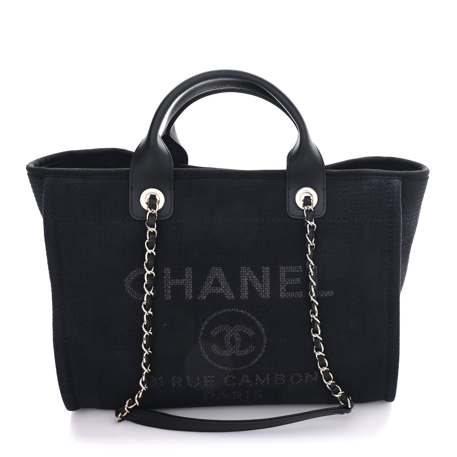 Chanel Mixed Fibers Small Deauville Tote Black