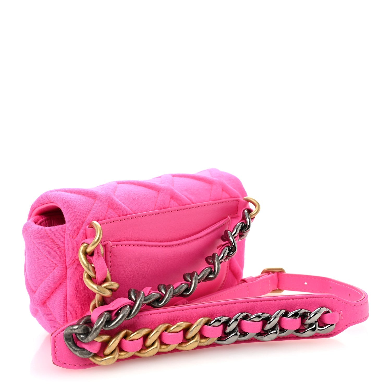 Chanel Jersey Quilted Chanel 19 Waist Bag Pink
