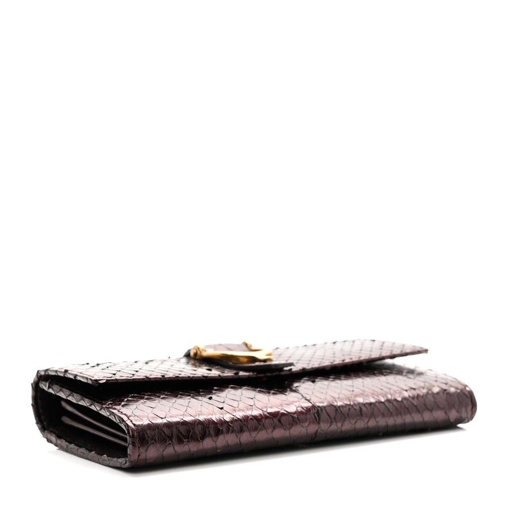 Gucci Metallic Snakeskin Soft Stirrup Wallet Brown