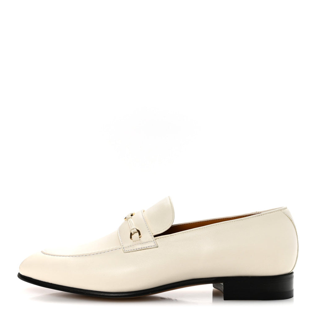 Gucci Lambskin Mens Interlocking G Loafers 8.5 Off White
