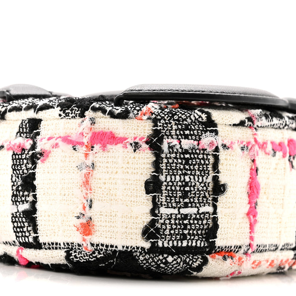 Chanel Tweed Lambskin Quilted Coco Midnight Camera Case White Black Multicolor