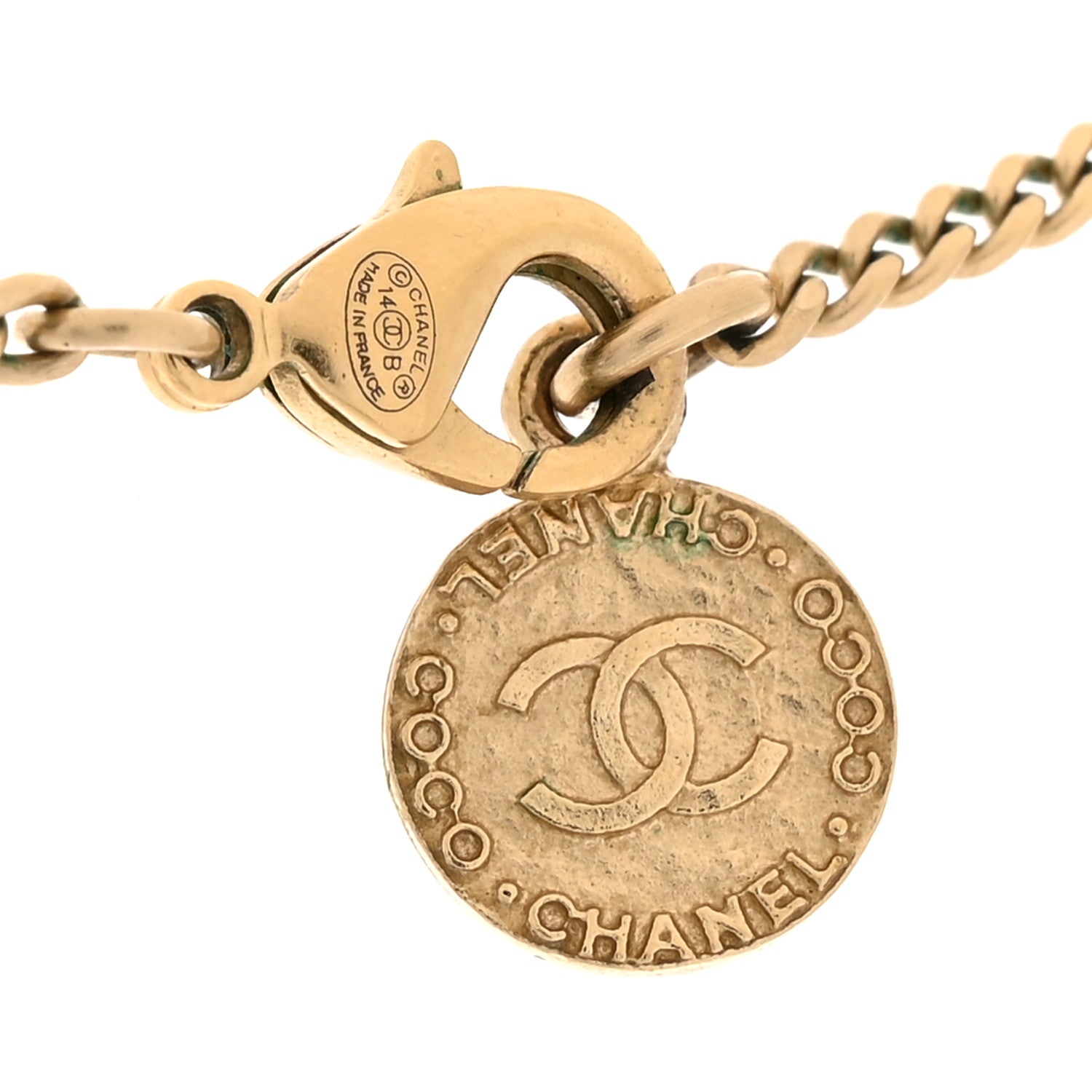 Pearl CC Pendant Necklace Gold