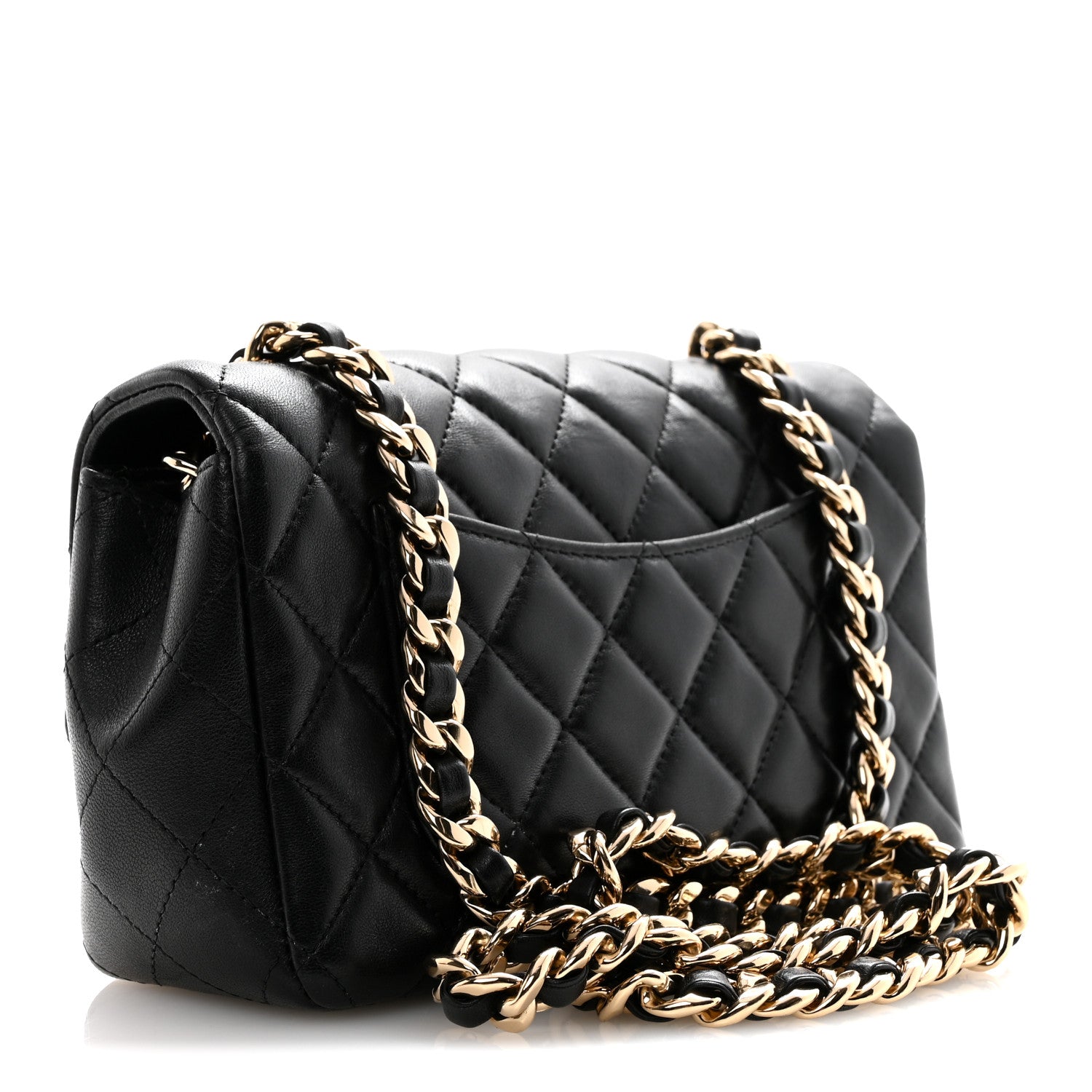 Chanel Lambskin Quilted Mini Coco Charms Rectangular Flap Black