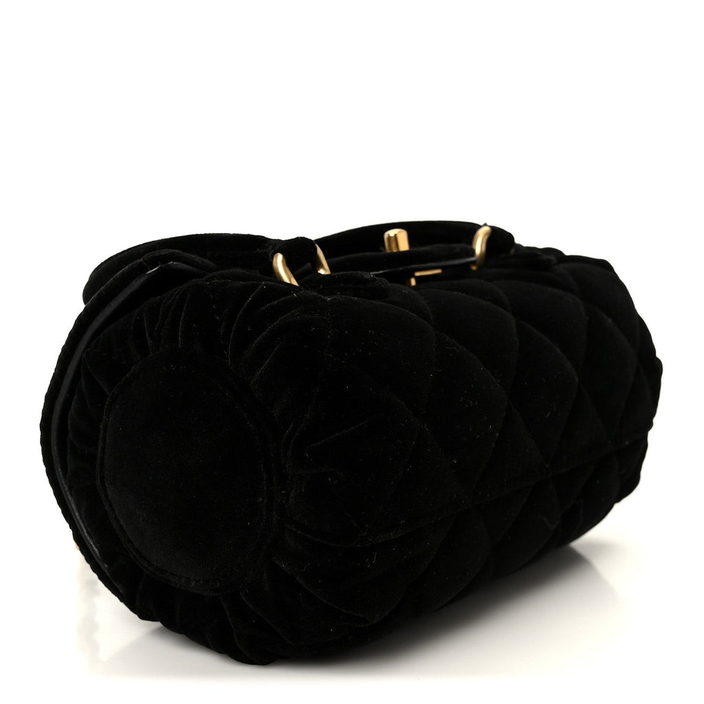 Chanel Velvet Quilted Mini Top Handle Flap Black