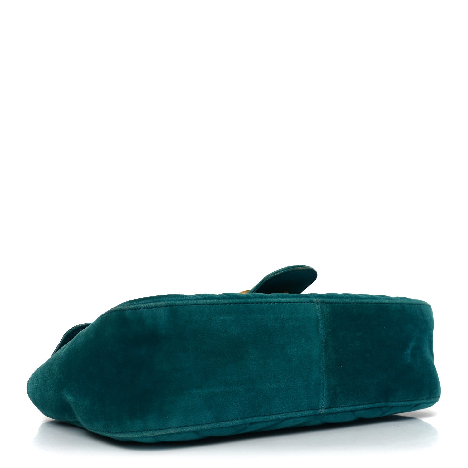 Gucci Velvet Matelasse Small GG Marmont Shoulder Bag Pavone Cyan