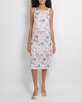 Chanel Pre-Spring 2024 White and Multicolour Embroidered Floral CC Logo Midi Dress Size FR 38 (UK 10)