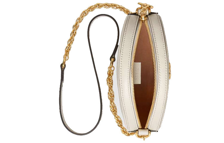 (WMNS) GUCCI Ophidia Gold Logo Stripe Webbing Leather Chain Shoulder Messenger Bag Mini White 550618-CWG1G-8454