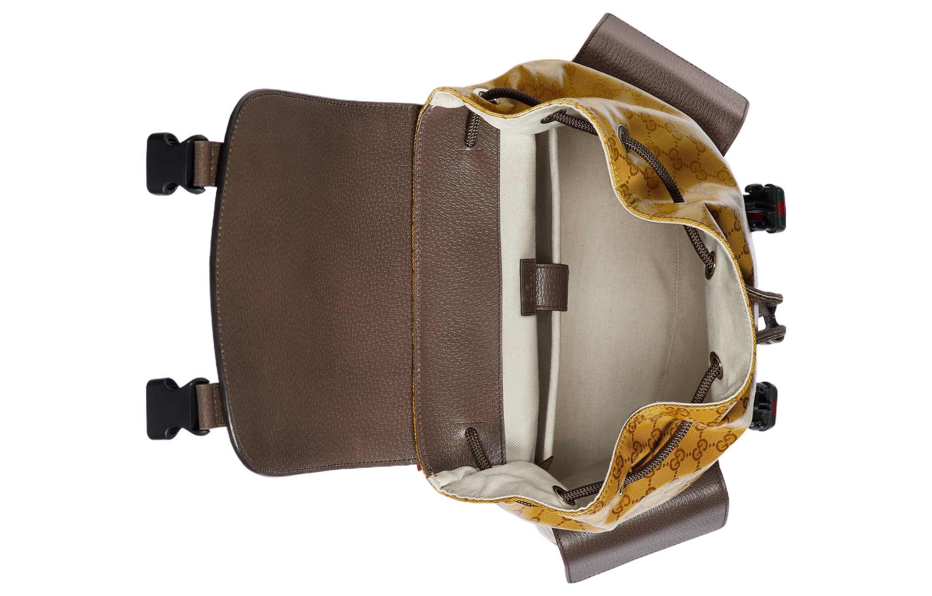 GUCCI x adidas Logo backpack schoolbag Brown Yellow 22 495563-UVSHT-7269