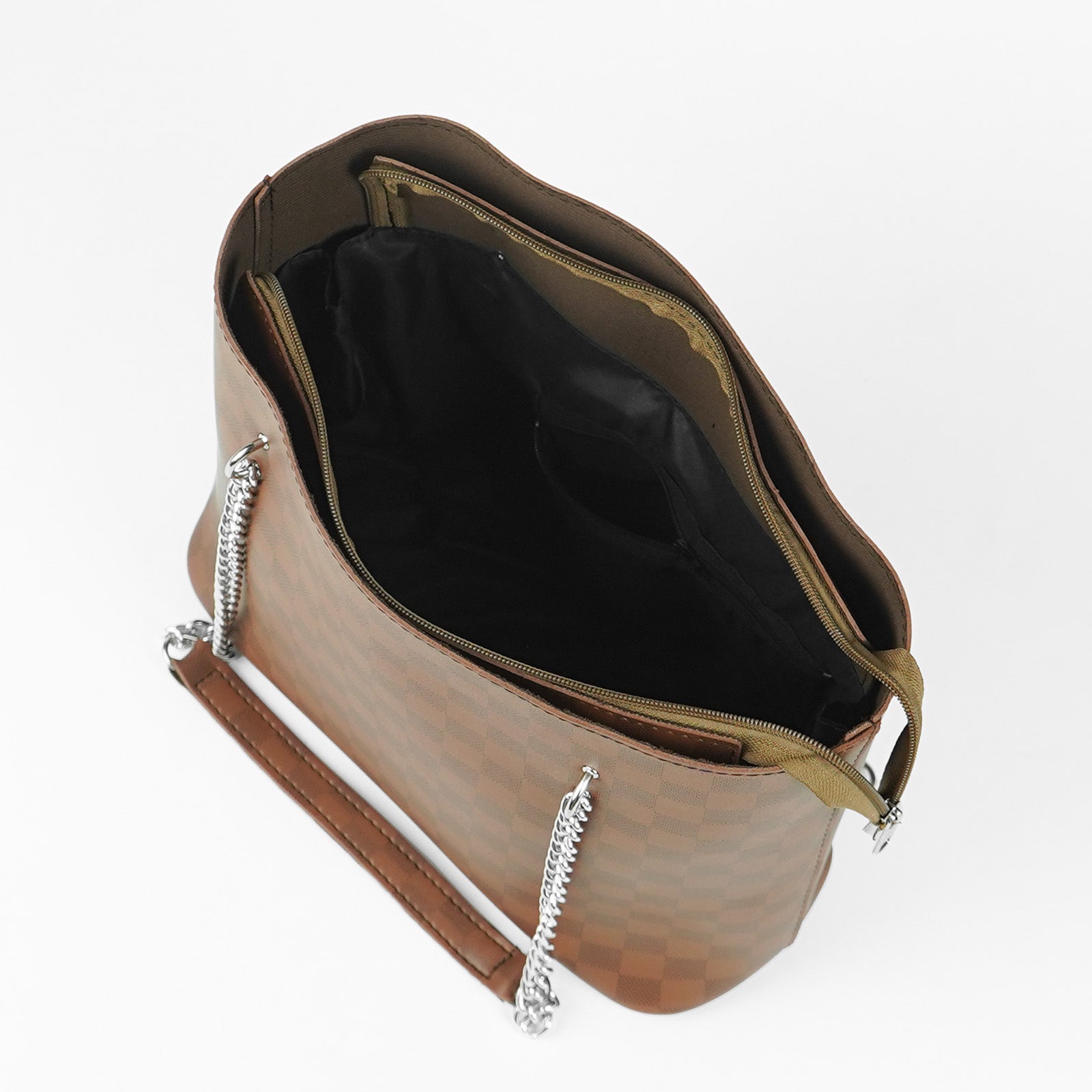 Verona Tote Bag Brown (checkered)