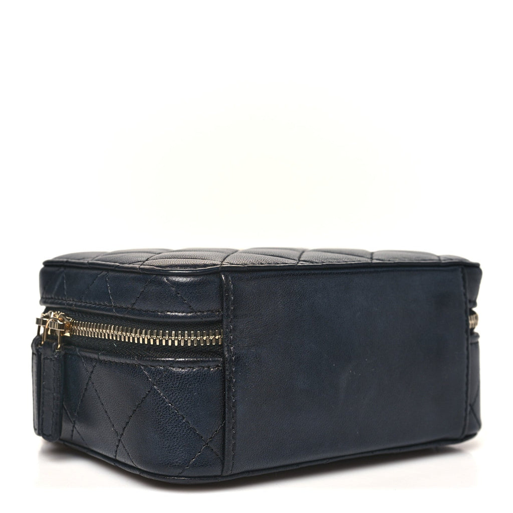 Chanel Lambskin Quilted Small Trendy CC Camera Case With Chain Navy