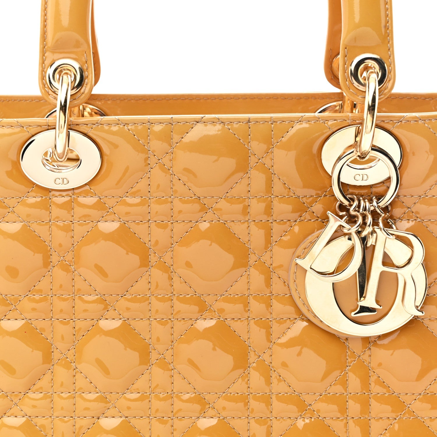 Christian Dior Patent Cannage Medium Lady Dior Dark Beige
