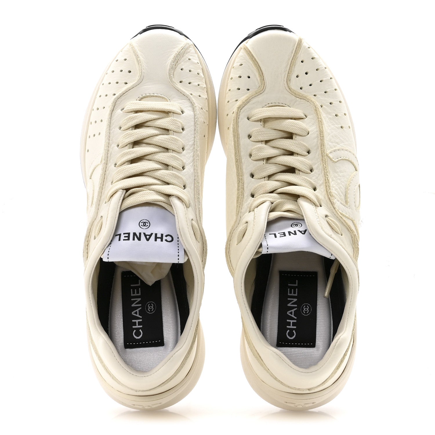 Calfskin Perforated CC Sneakers 36.5 White