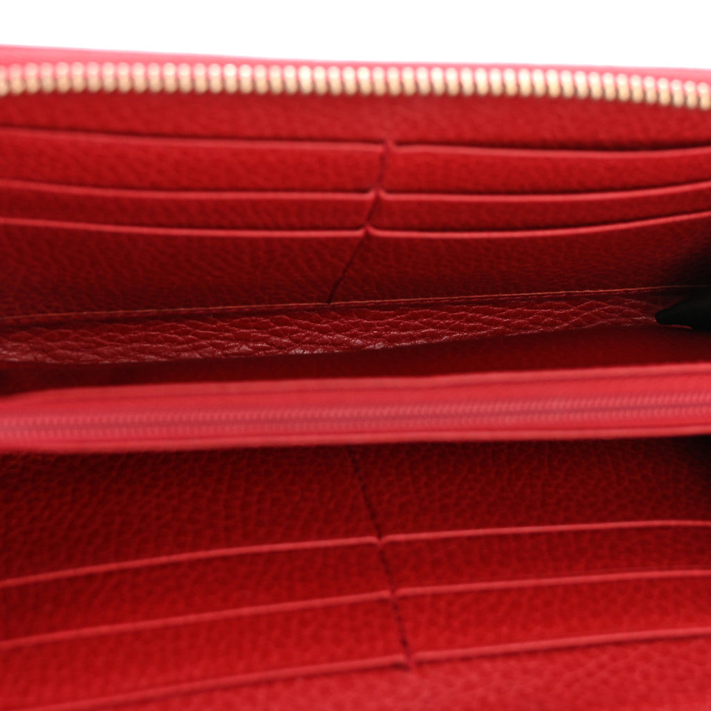 Gucci Dollar Calfskin GG Zip Around Wallet Red