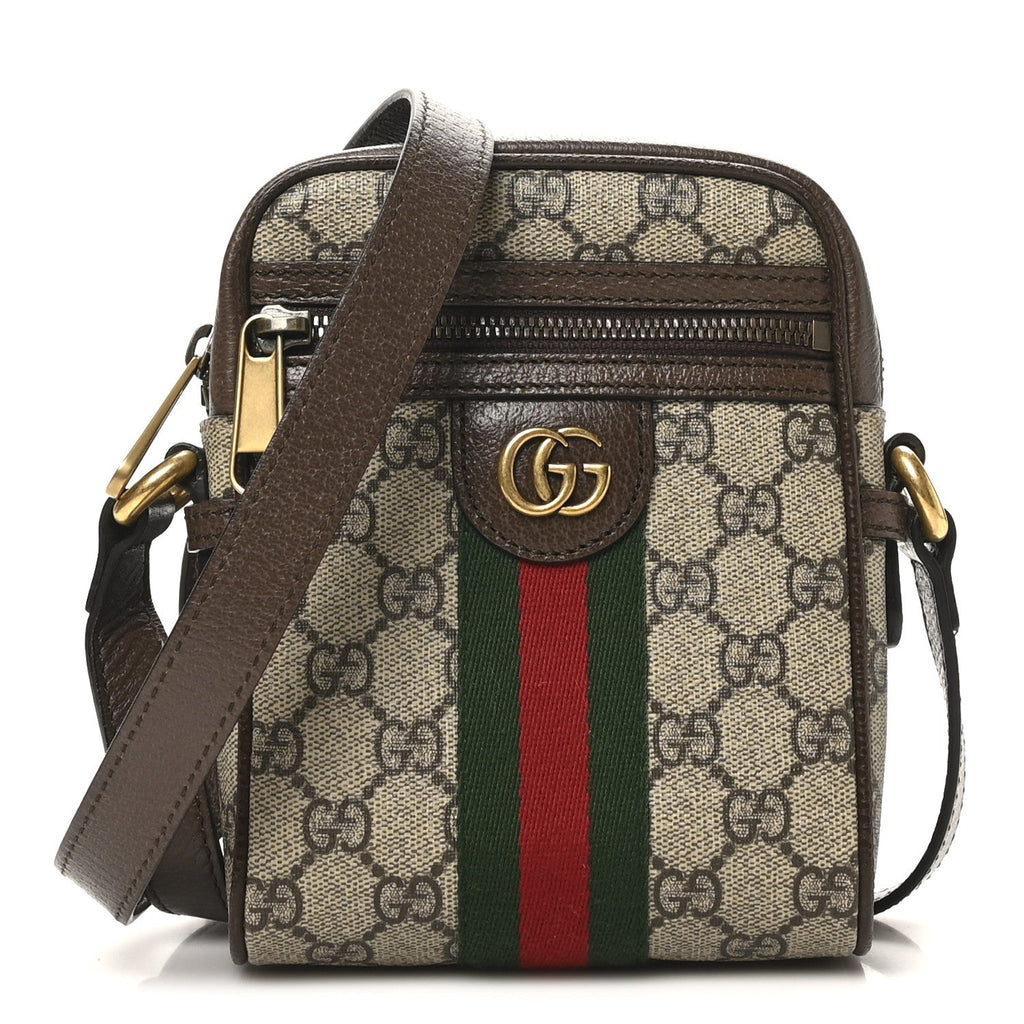 Gucci GG Supreme Monogram Web Mini Ophidia Messenger Brown
