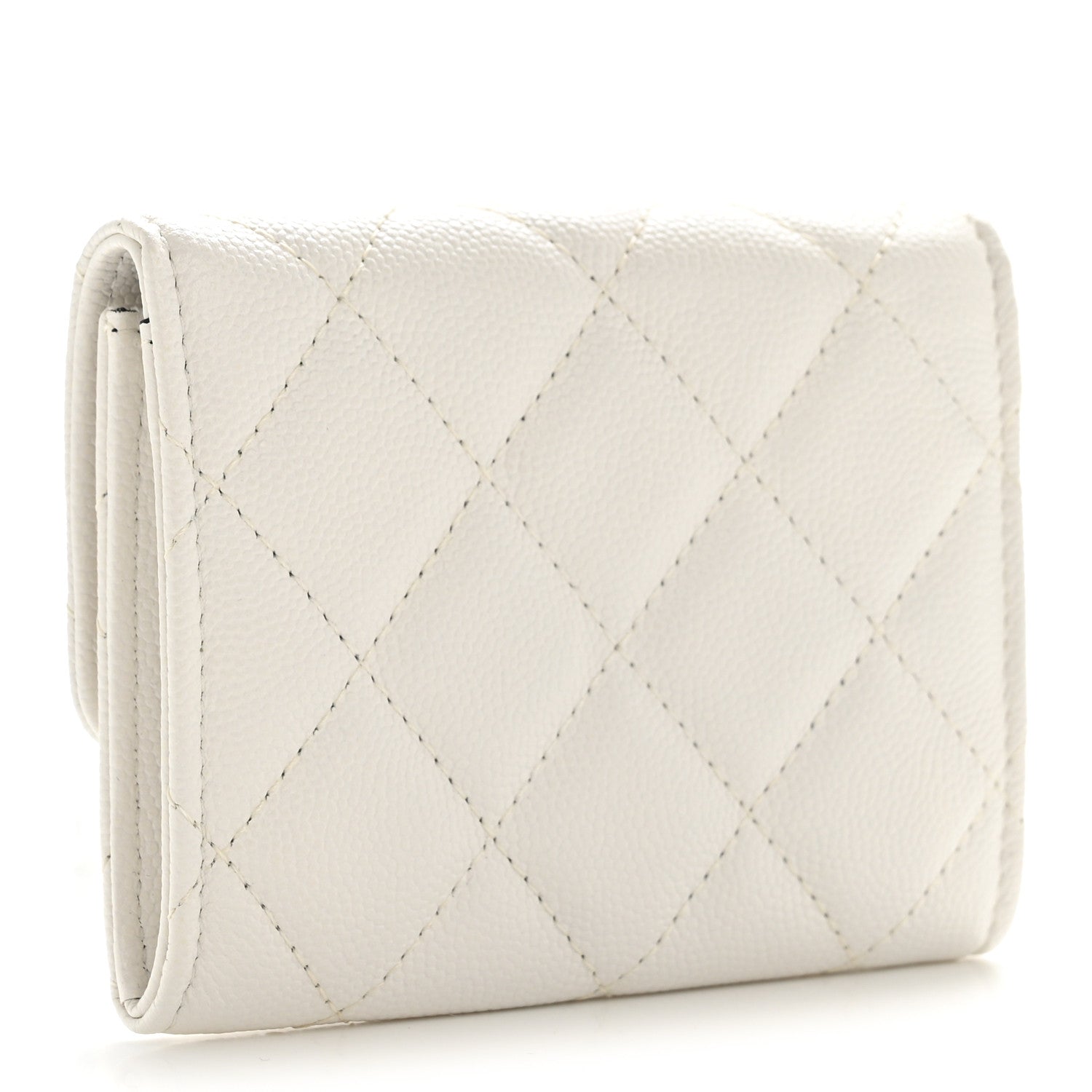 Caviar Quilted My Everything Flap Card Holder Wallet White Black