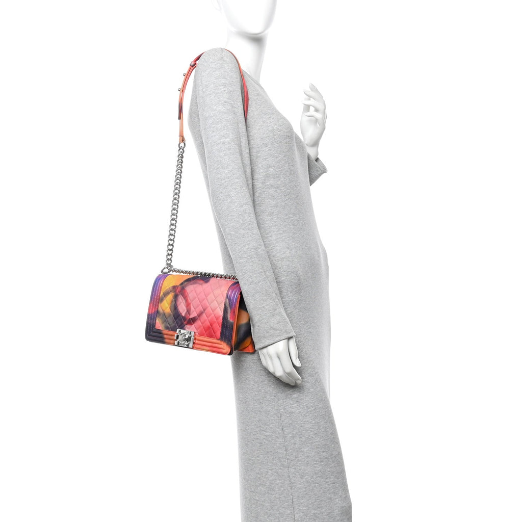 Chanel Printed Lambskin Quilted Medium Flower Power Boy Flap