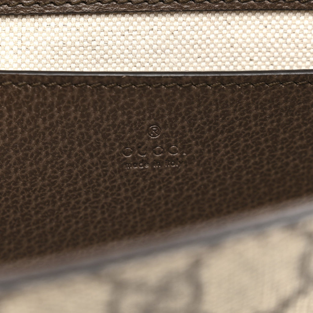Gucci GG Supreme Monogram Textured Dollar Calfskin Web Mini Ophidia Envelope Shoulder Bag Beige Ebony New Acero