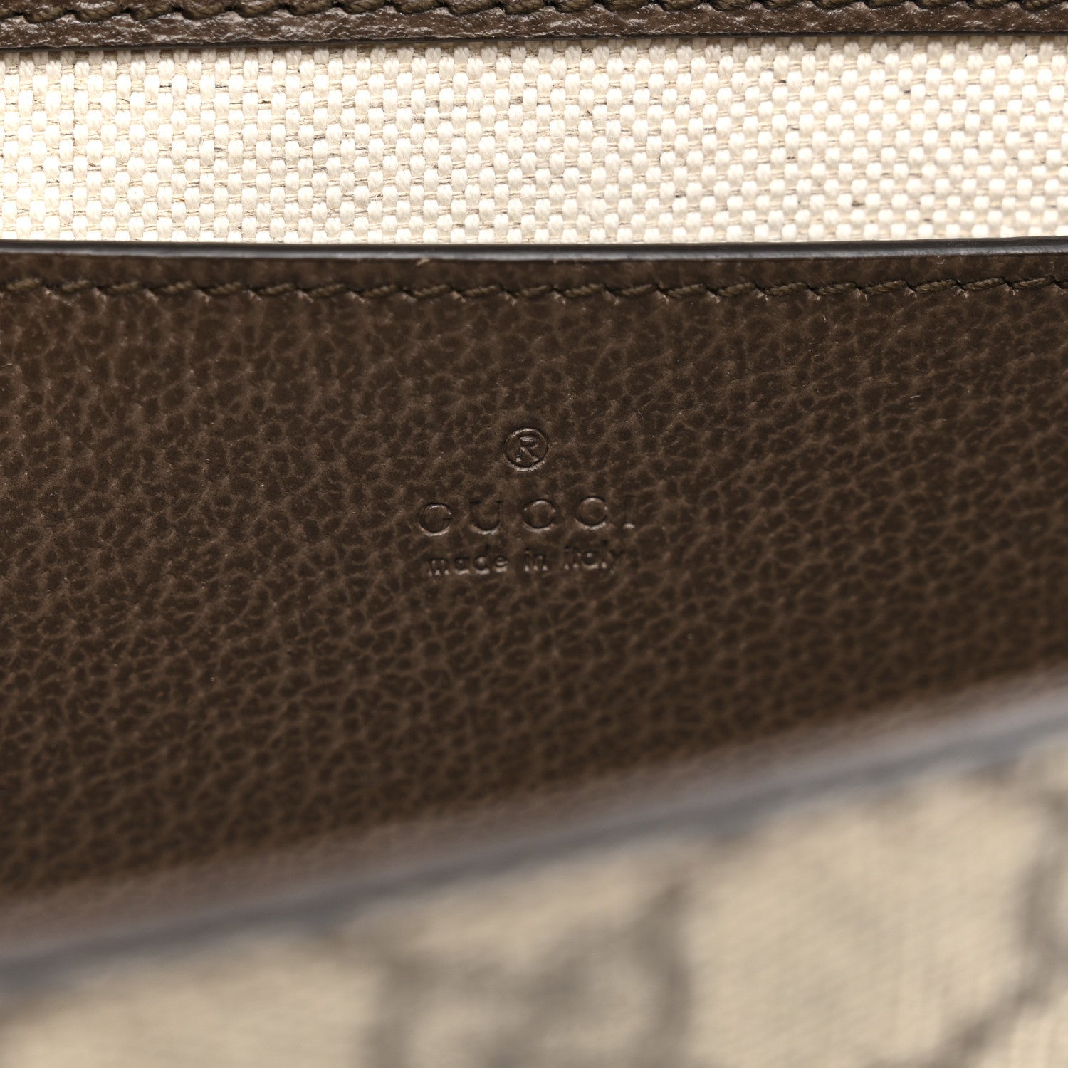 Gucci GG Supreme Monogram Textured Dollar Calfskin Web Mini Ophidia Envelope Shoulder Bag Beige Ebony New Acero