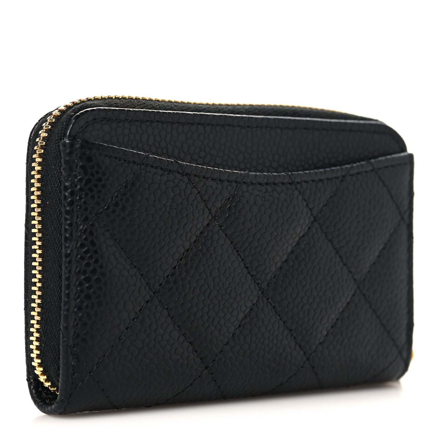 Caviar Quilted Zip Coin Purse Black