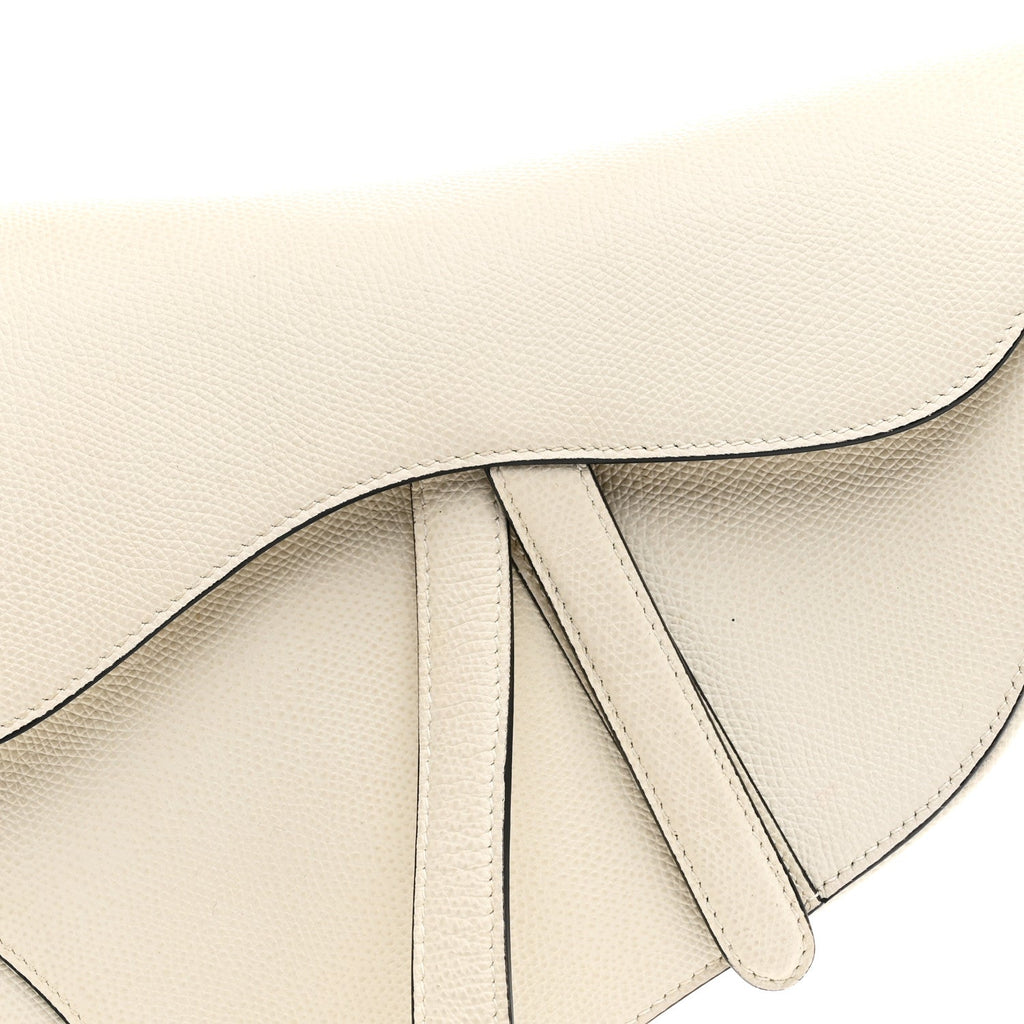 Christian Dior Grained Calfskin Saddle Bag White
