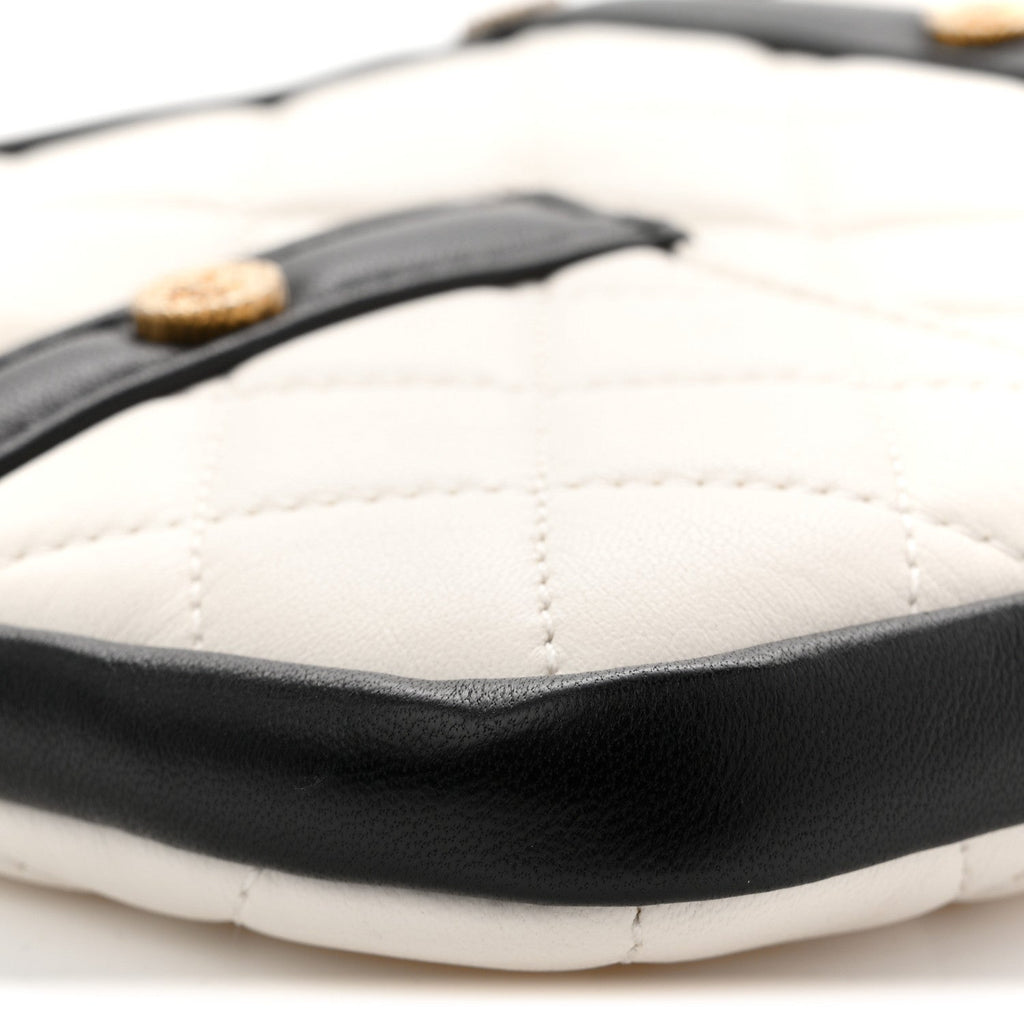 Chanel Lambskin Quilted Medium Girl Shoulder Bag White Black
