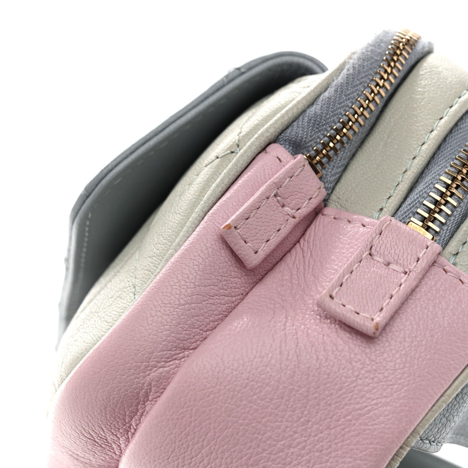 Chanel Goatskin Quilted Waist Bag Green Blue Pink
