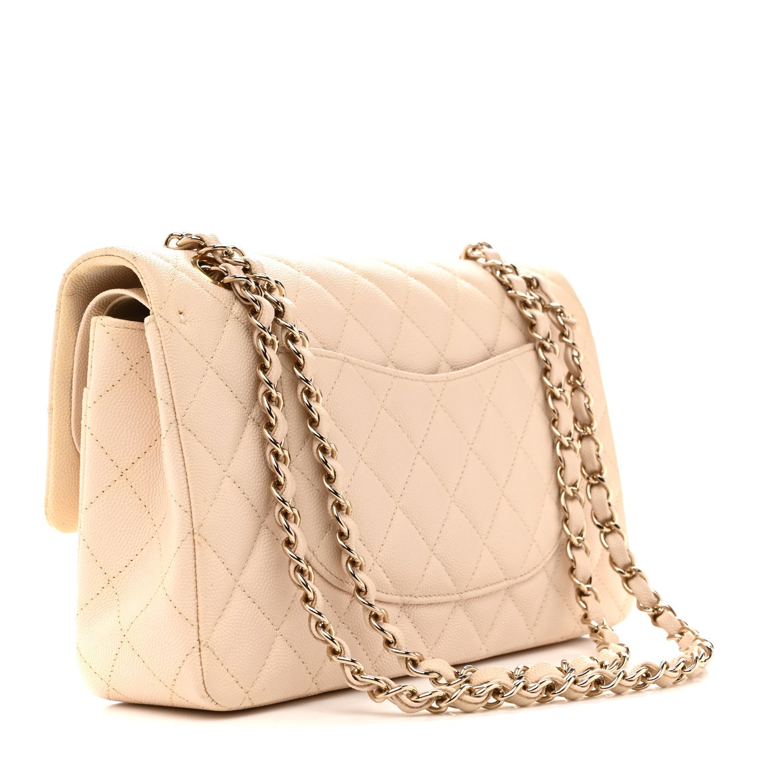 Chanel Caviar Quilted Medium Double Flap Light Beige