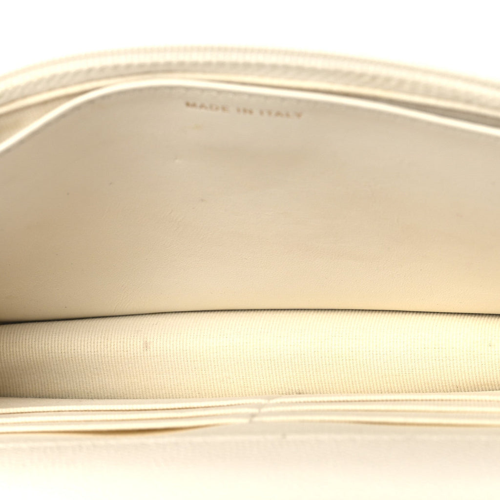 Chanel Shiny Caviar Quilted Flap Charm Wallet On Chain WOC White
