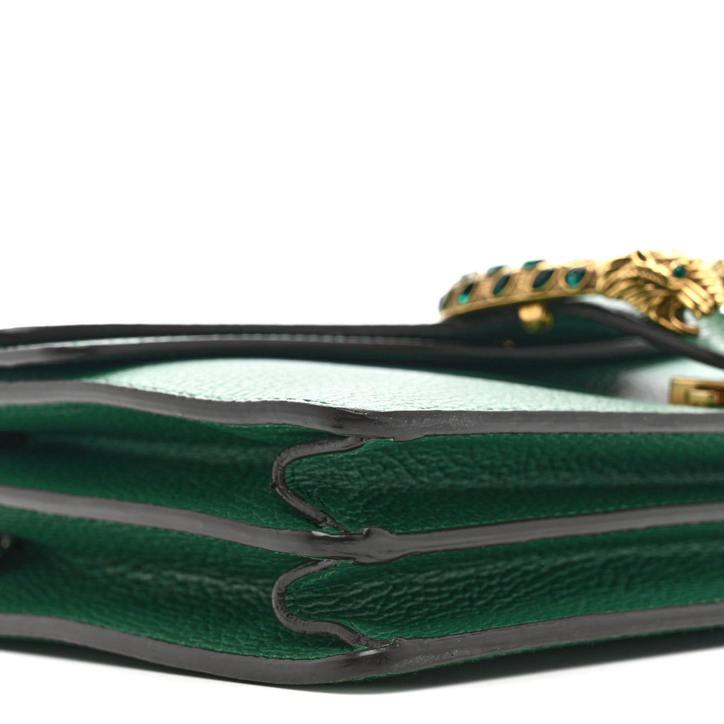 Gucci Dollar Calfskin Crystal Small Dionysus Shoulder Bag Emerald