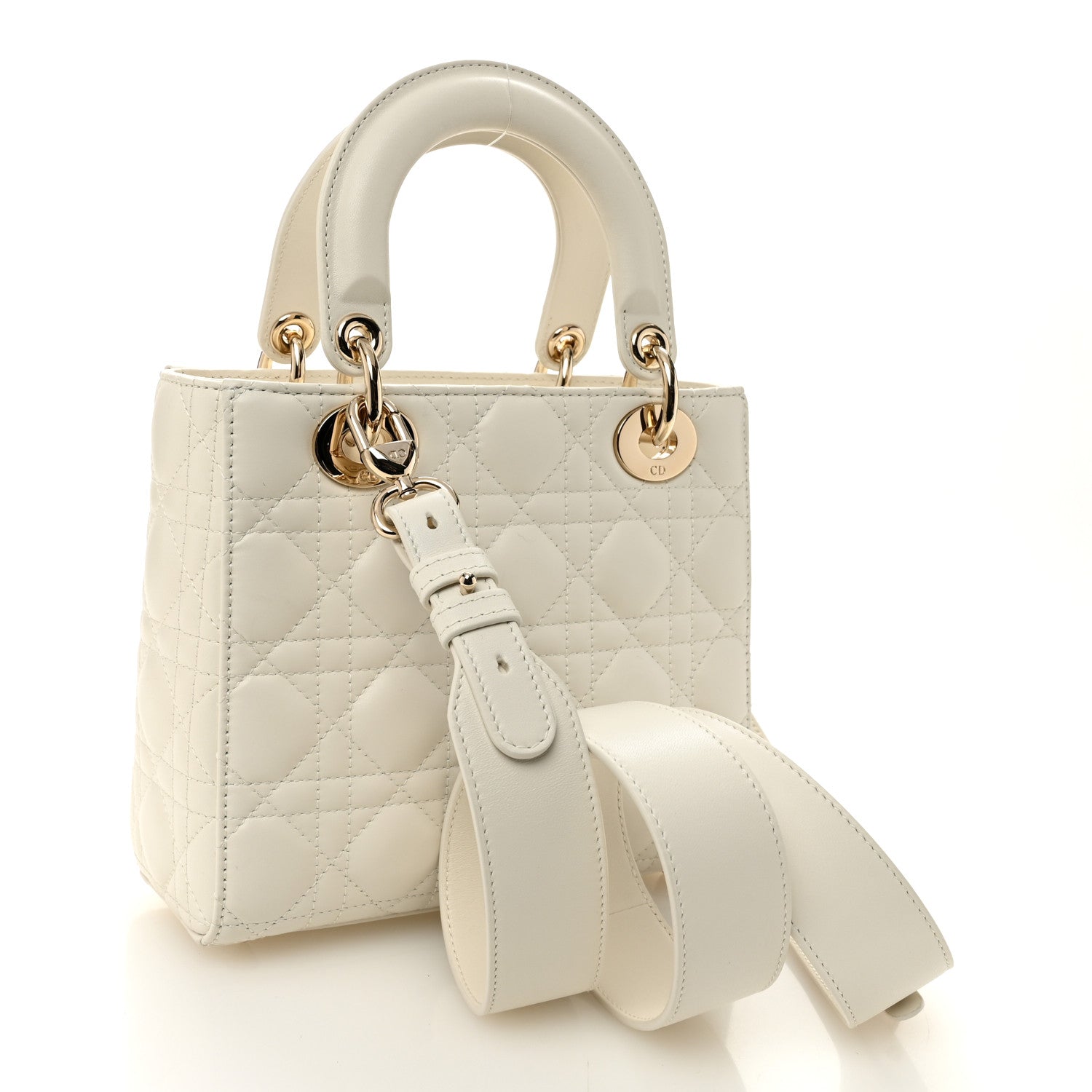 Christian Dior Lambskin Cannage Small My ABCDior Lady Dior White