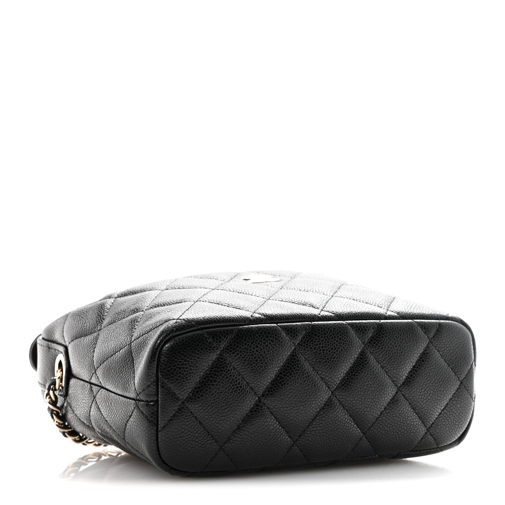 Chanel Caviar Quilted Hobo Clutch With Chain  Black