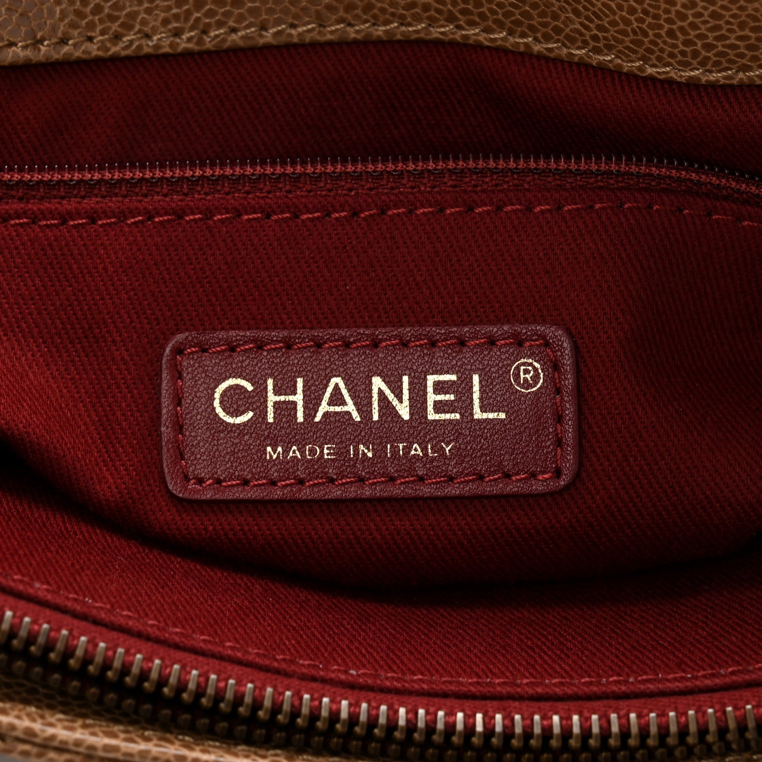 Chanel Glazed Caviar Quilted Small Shiva Tote Beige