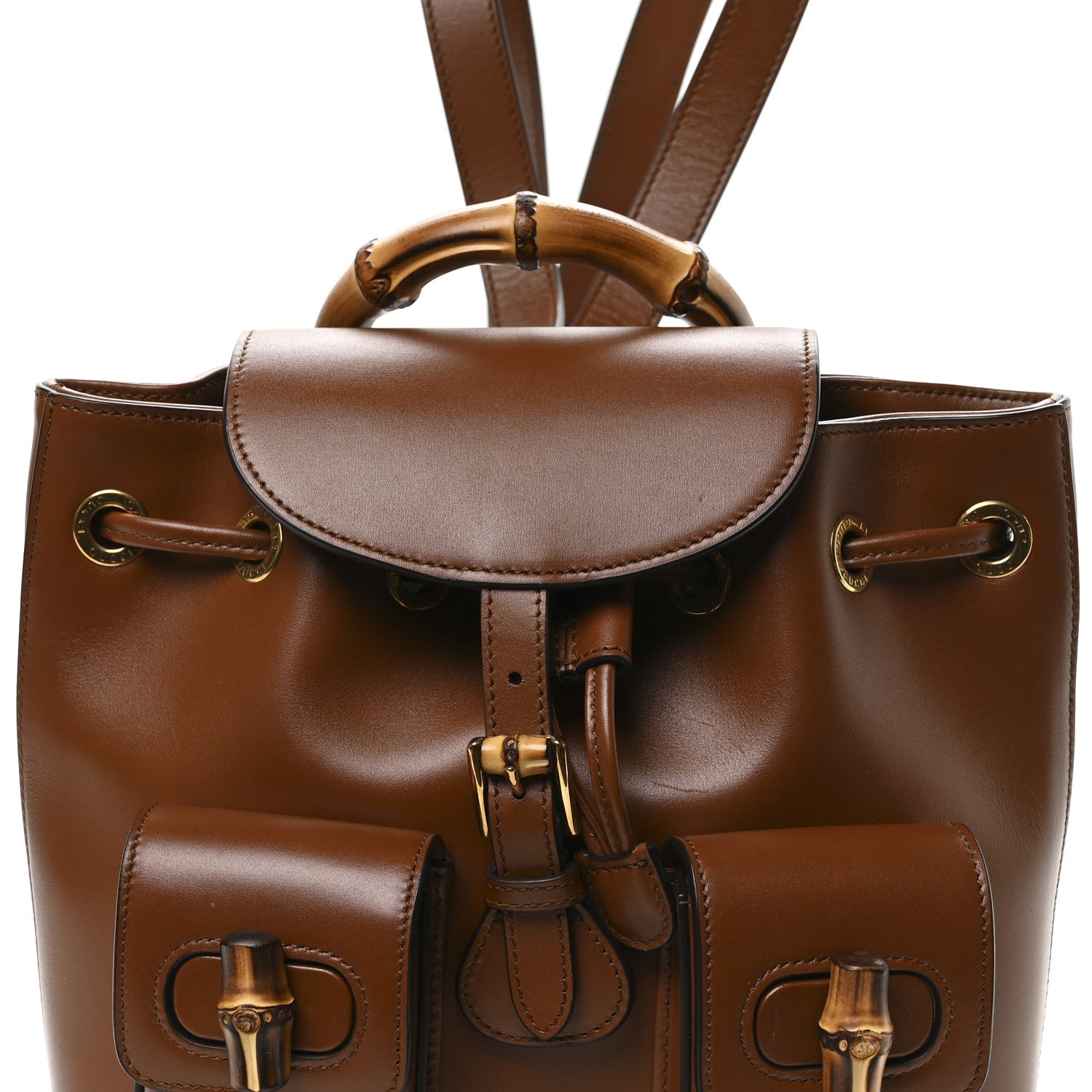 Gucci Calfskin Bamboo Backpack Cuir