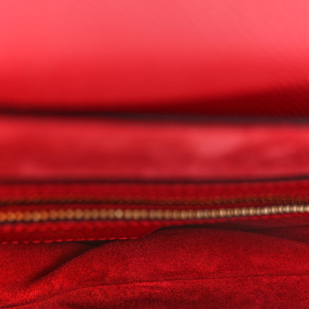 Christian Dior Grained Calfskin Saddle Bag With Strap Cherry Red