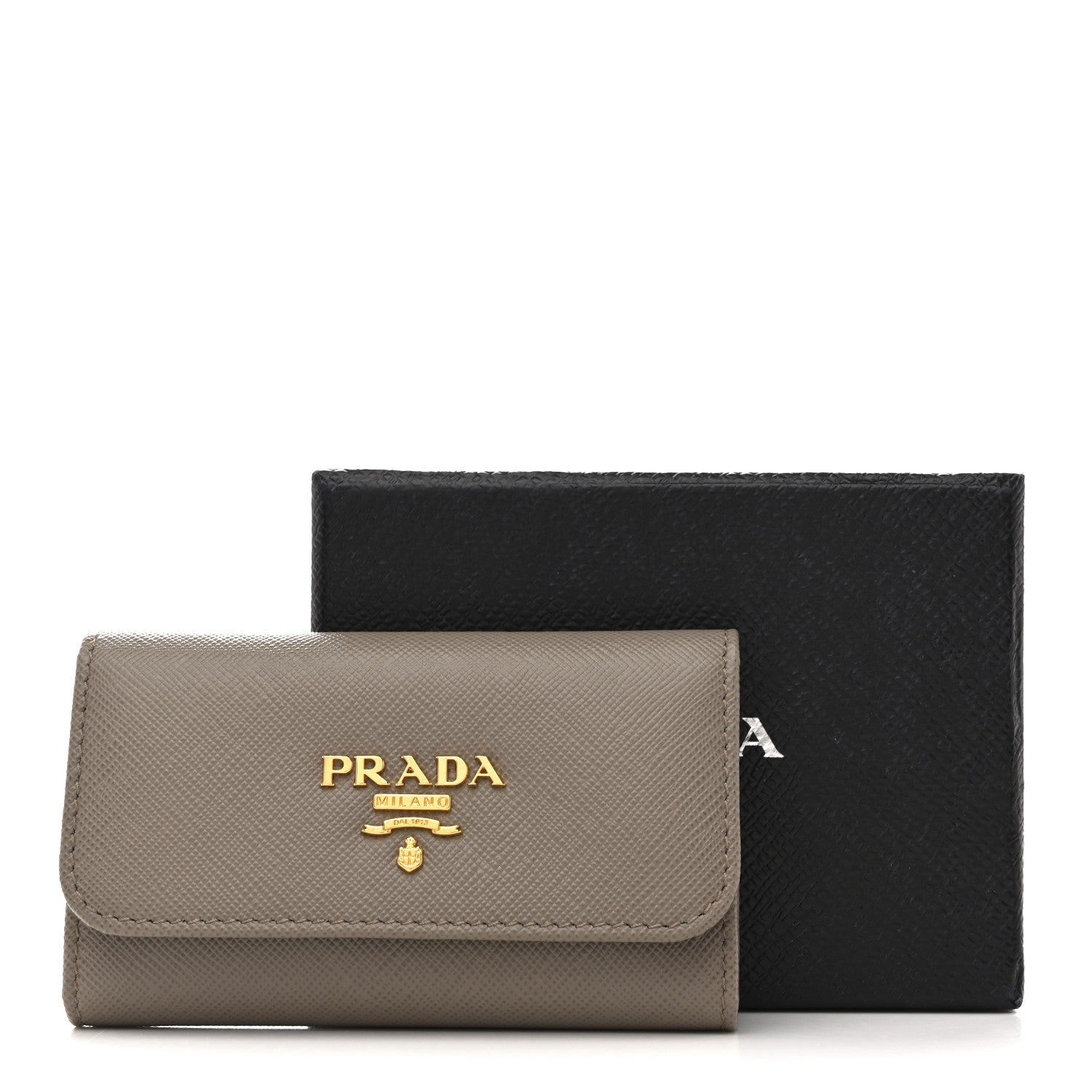 Prada Saffiano Fiocco 6 Key Holder Argilla