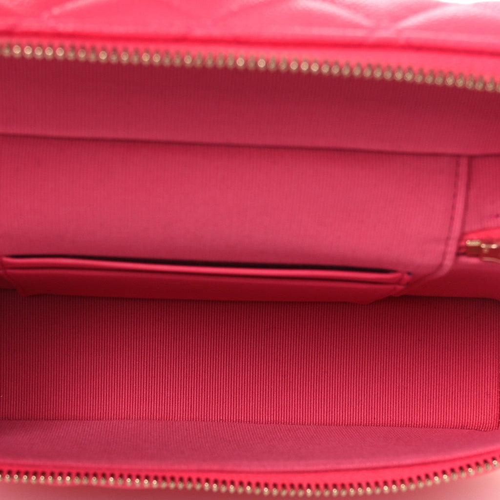 Chanel Caviar Quilted Top Handle Slim Vanity With Chain Fuchsia