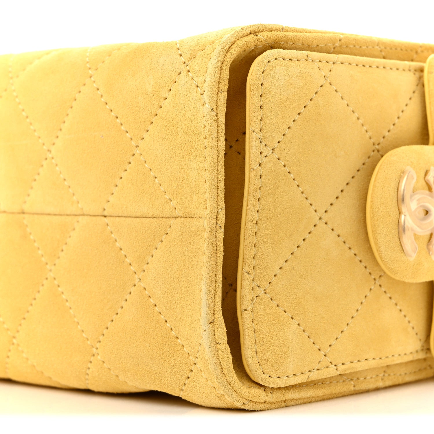 Chanel Suede Quilted Mini Chanel 25 Handbag Yellow
