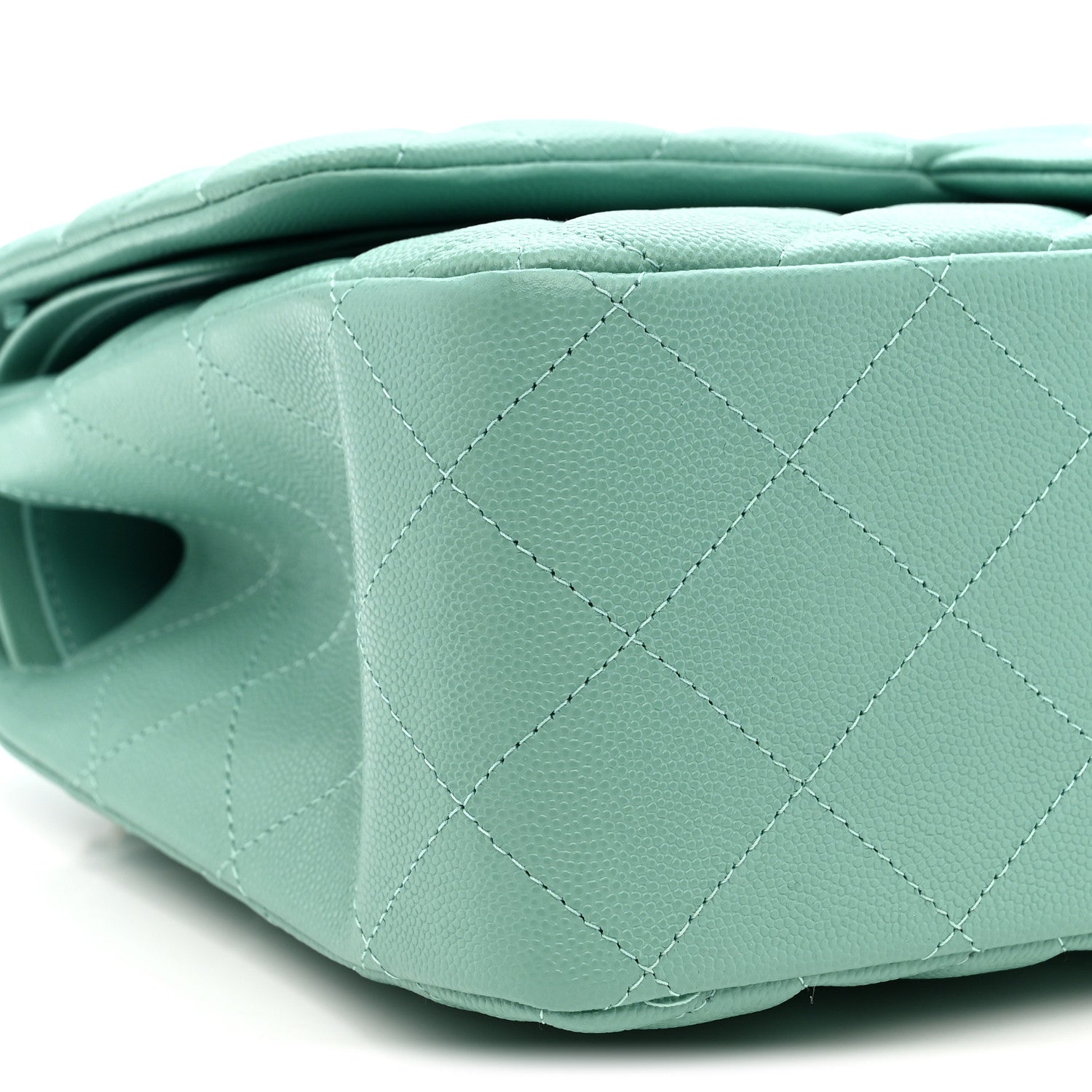 Chanel Caviar Quilted Jumbo Double Flap Light Green