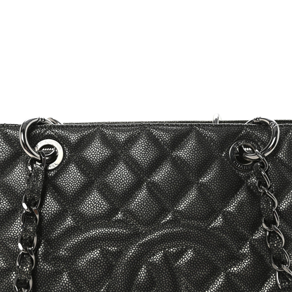 Chanel Caviar Quilted Grand Shopping Tote GST Dark Silver