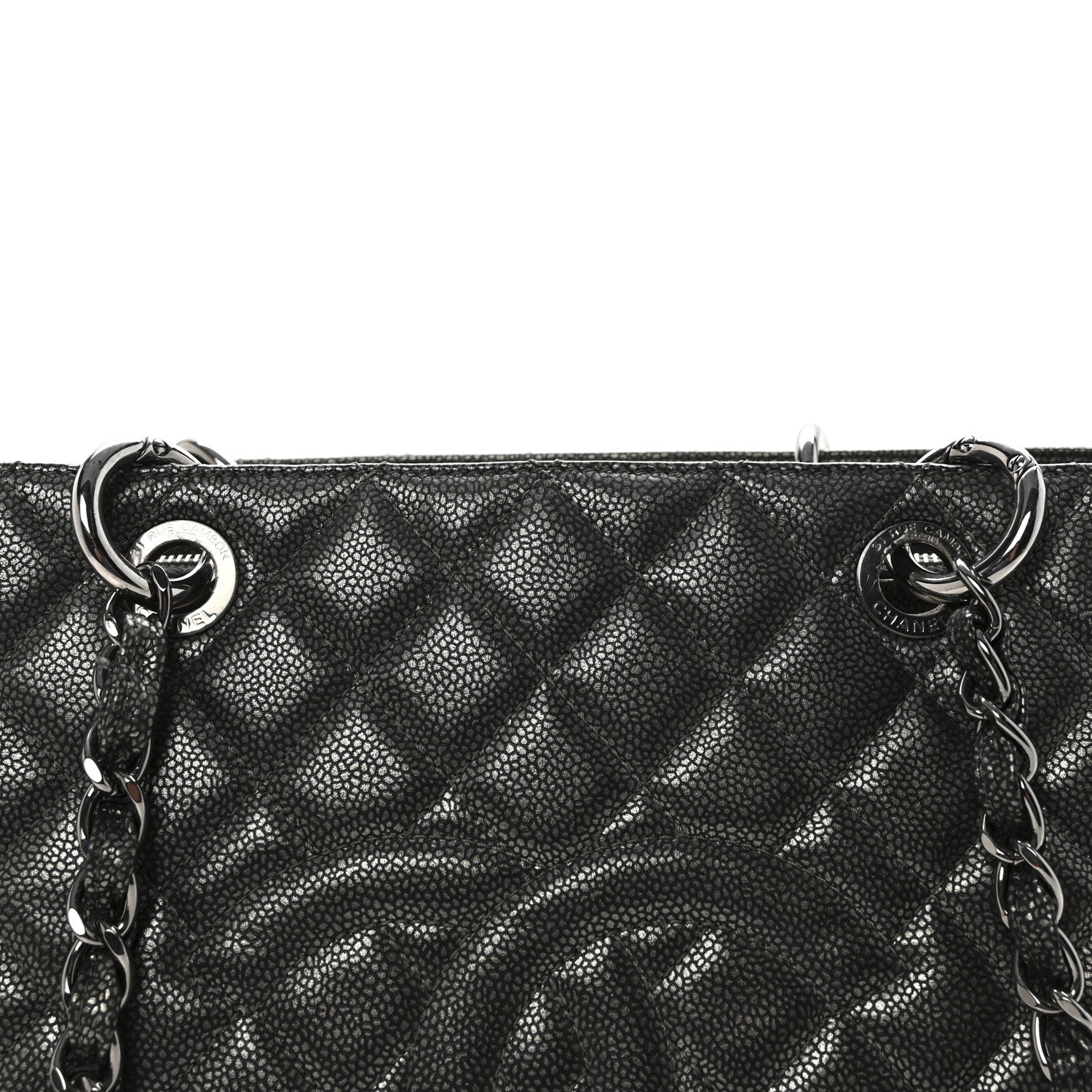 Chanel Caviar Quilted Grand Shopping Tote GST Dark Silver