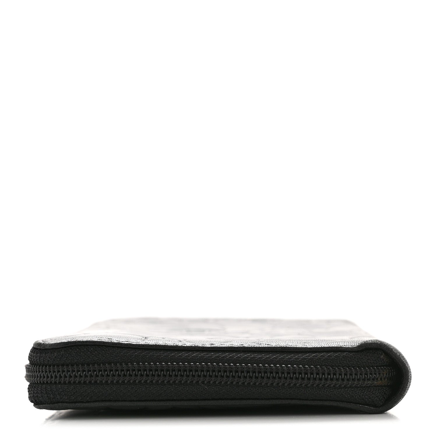 Lambskin Camellia Embossed Zip Around Organizer Wallet Black