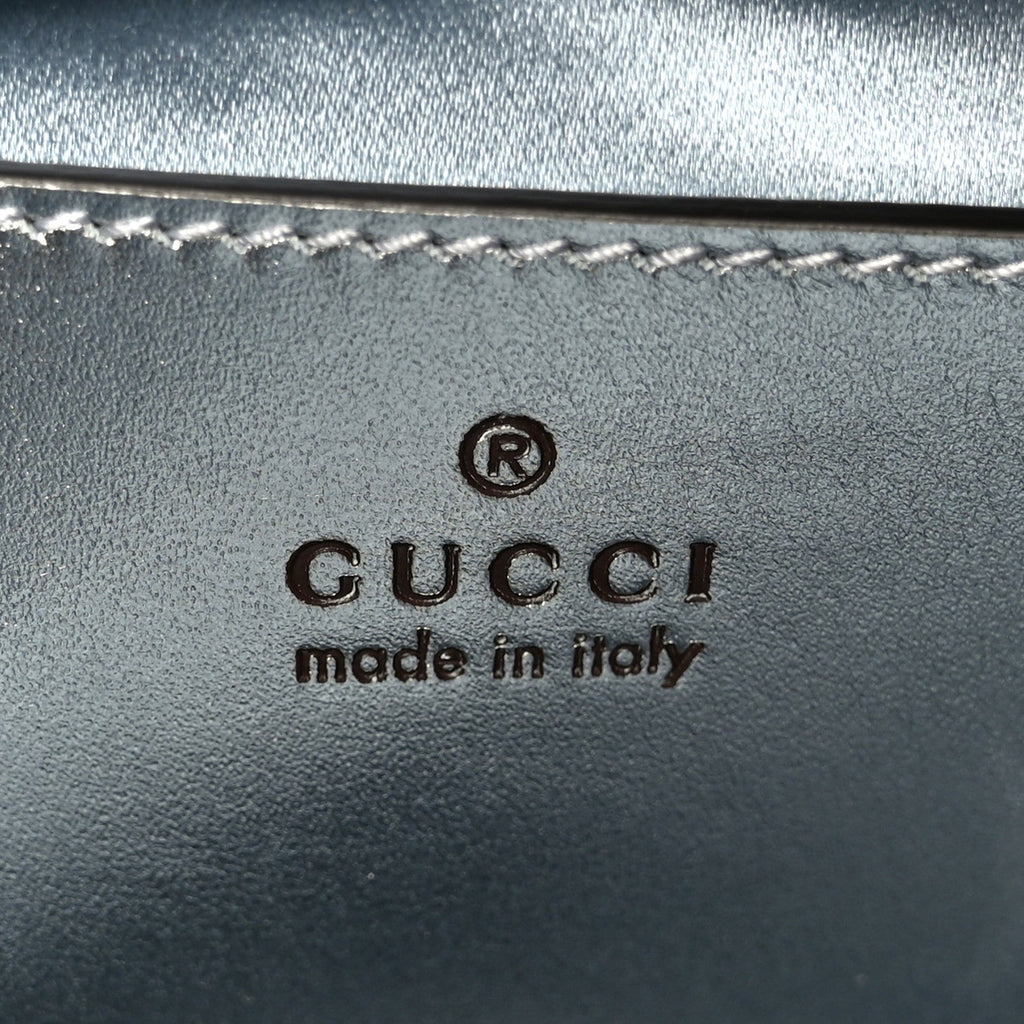 Gucci Iridescent Nappa Chevron Matelasse Small GG Marmont Chain Shoulder Bag Iridescent Salvy Green