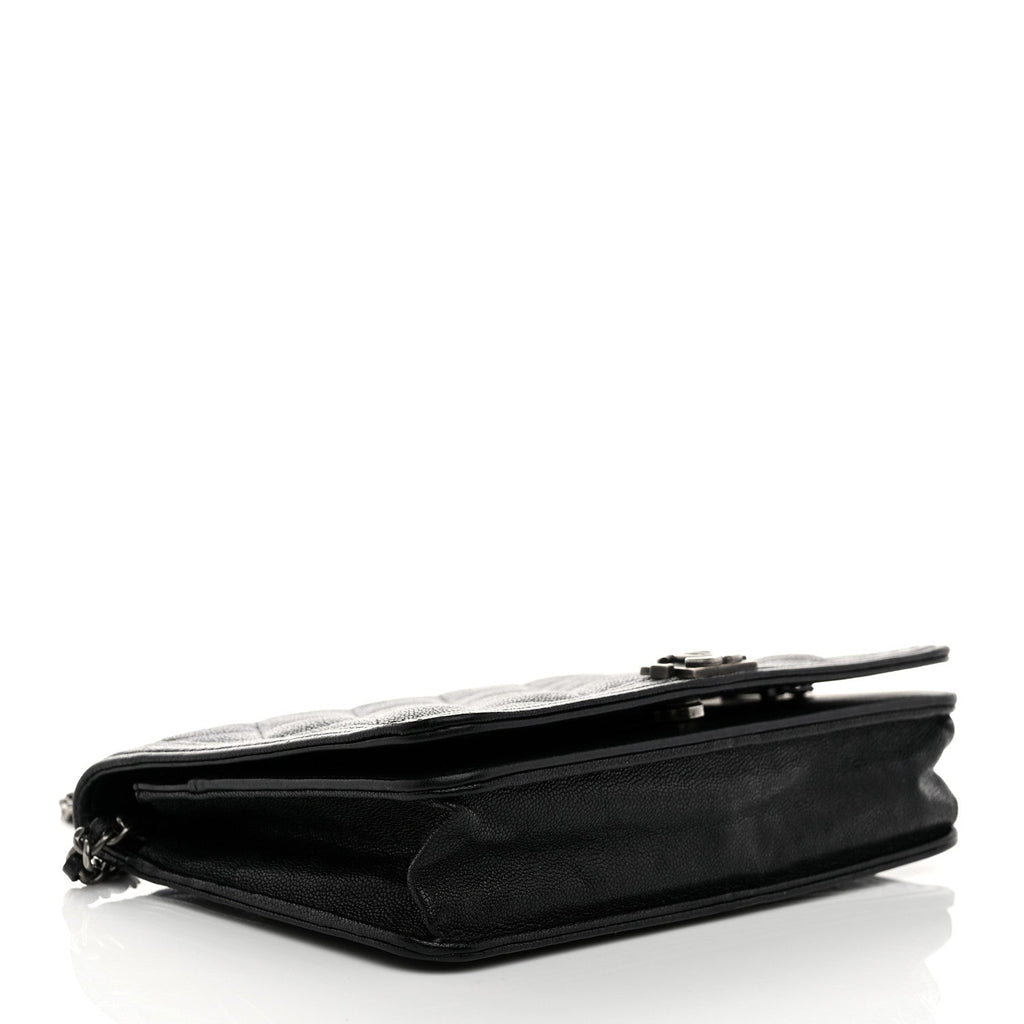 Chanel Caviar Quilted Boy Wallet On Chain WOC Black