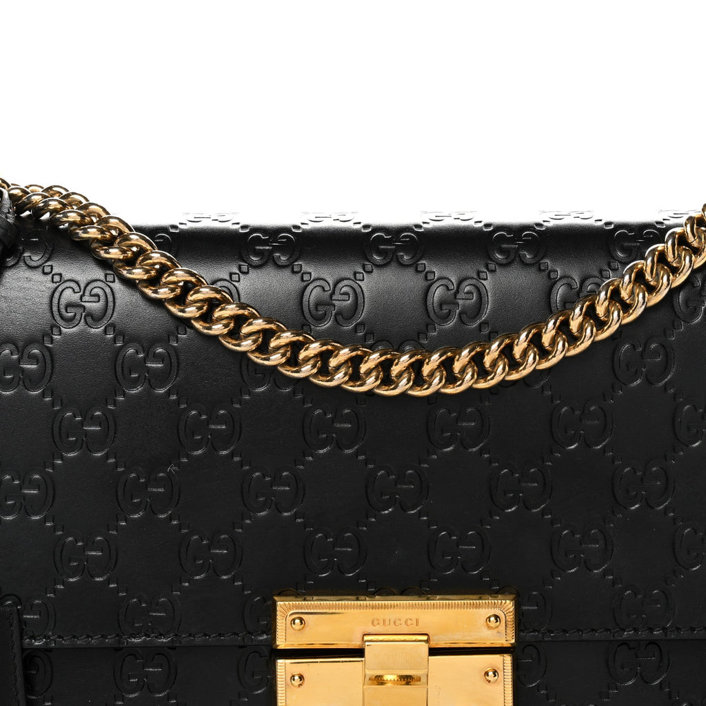 Gucci Guccissima Medium Padlock Shoulder Bag Black